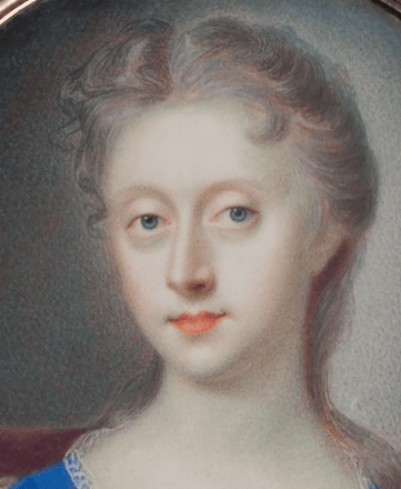 Dame in blauem Kleid mit rosafarbenem Umhang — 17430