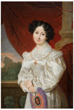 Lady in White Dress with Fan — 6816