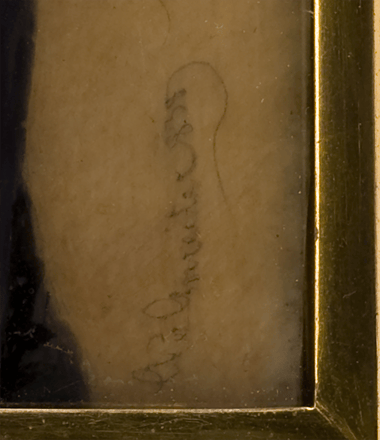 Herr in dunkelblauem Rock mit geblümter Weste — 17956