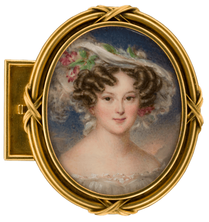 Junge Dame mit blumenverziertem Hut