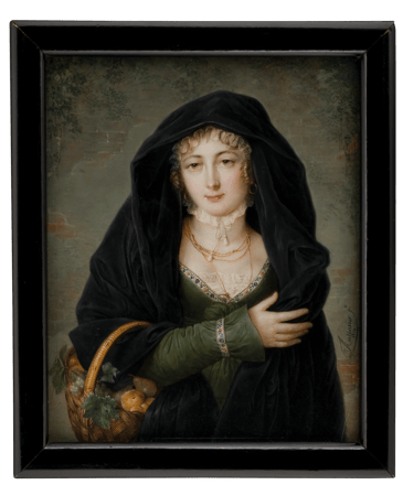 Lady with Basket filled with Fruits 