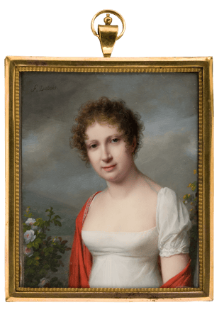Lady in White Dress with Red Scarf 