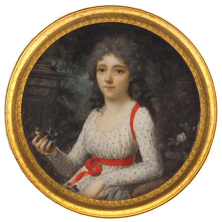 Lady in Spotted Dress with Red Ribbons