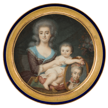 Marie-Joséphine Comtesse de Duras mit ihrer Tochter und einem Bild ihrer Schwiegermutter