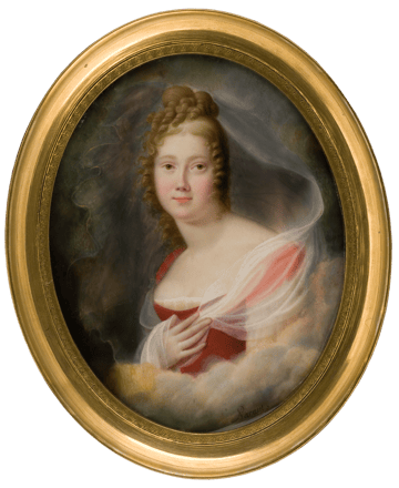 Lady in Red Dress with White Veil 