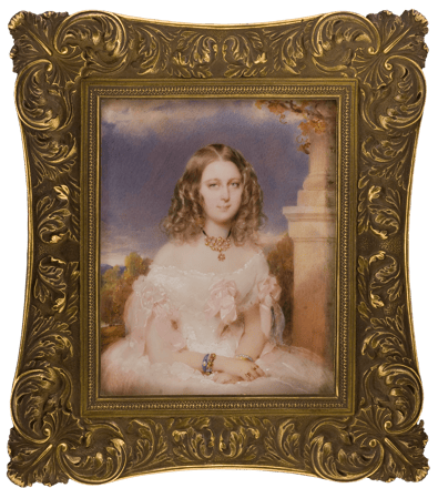 Lady in White Dress with Pink Bows