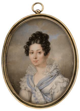 Lady in White Dress with Light Blue Shawl