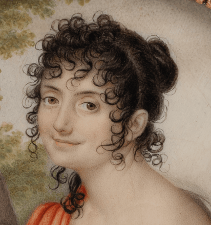 Dame, in eine Baumrinde schreibend — 13815