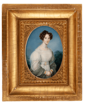 Lady in a White Dress with a Pale Green Cashmere Shawl