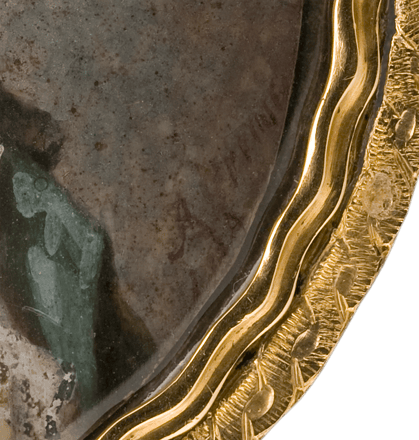Herr in grünem Rock mit schwarzem Samtkragen — 14494